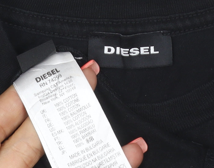 Diesel Boys Black Cotton Logo Short Sleeve T-Shirt 6 Years