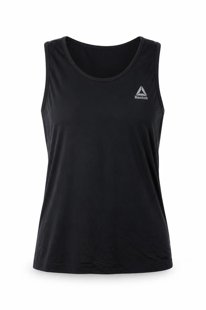 Reebok Womens Black L Tank Top Cotton Blend Sleeveless Sports Vest