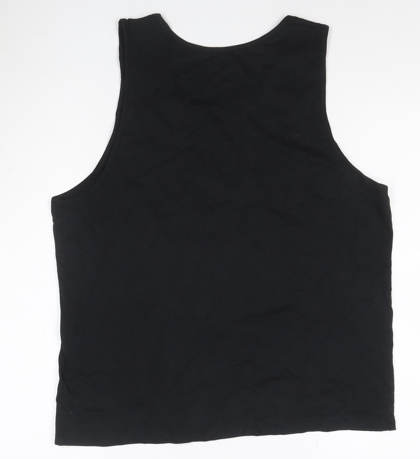 Reebok Womens Black L Tank Top Cotton Blend Sleeveless Sports Vest
