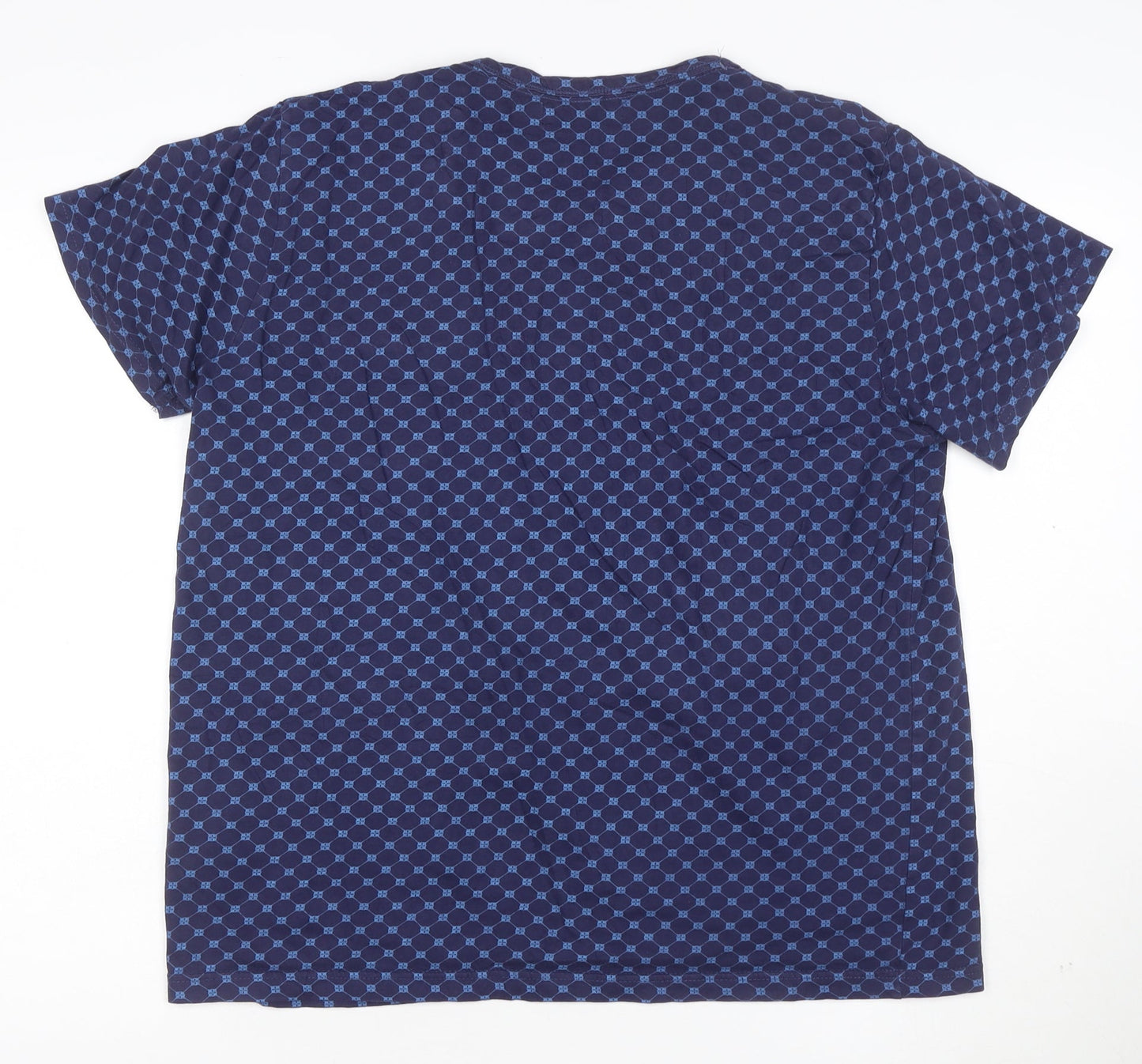 Pierre Cardin Blue Geometric Cotton T-Shirt L Unisex Adults