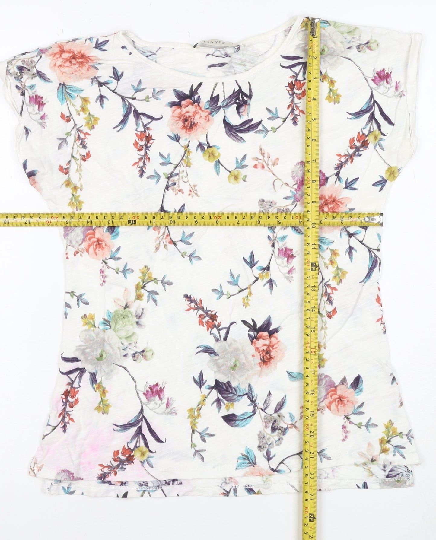 Oasis Women’s Multicoloured Floral Cotton T-Shirt Size S