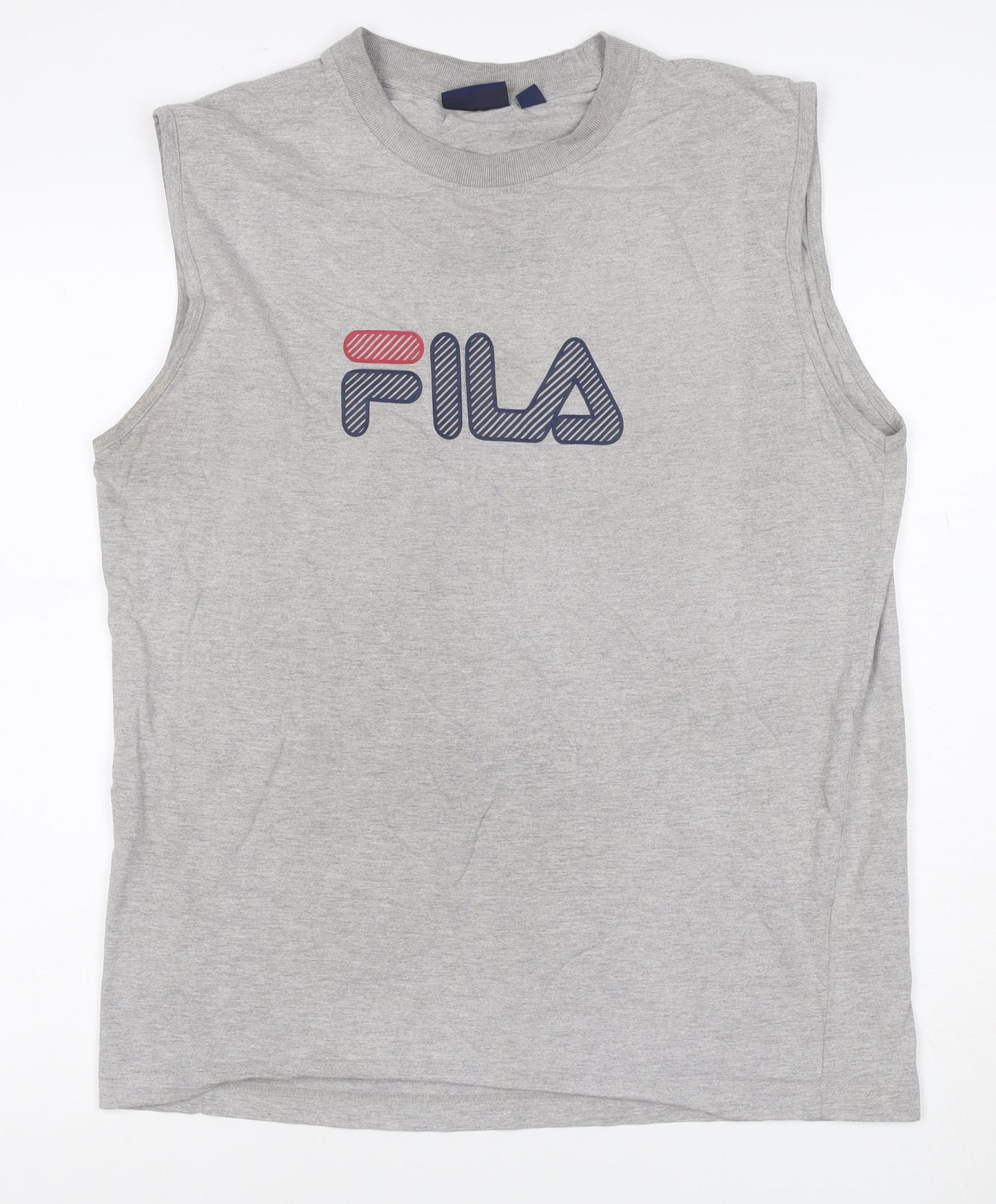 FILA Men's Grey Sleeveless Logo T-Shirt Size M Sportswear