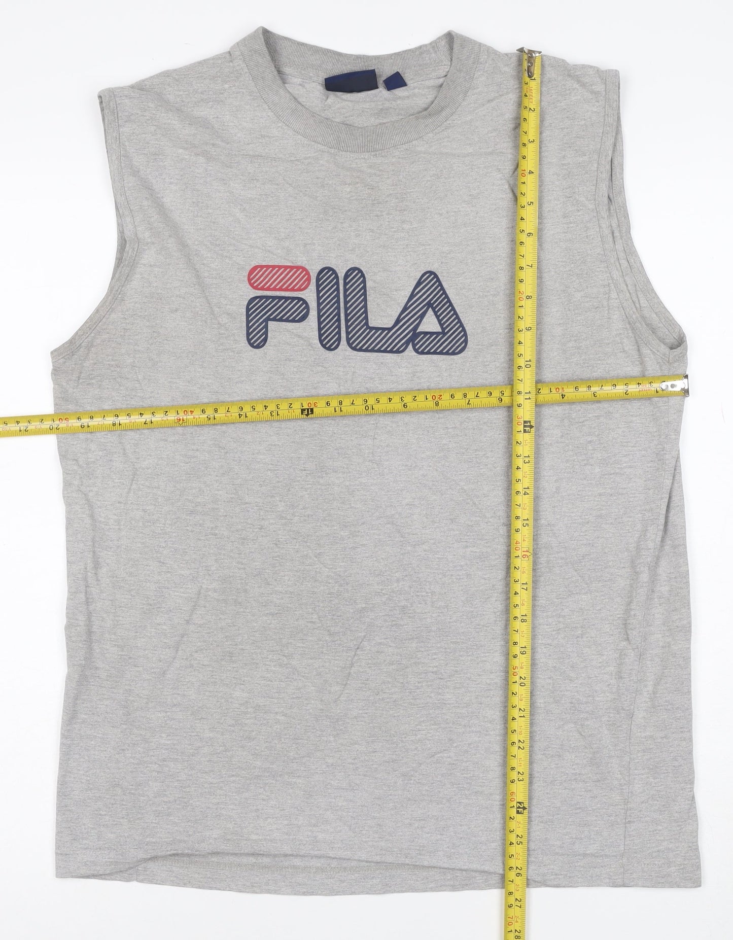 FILA Men's Grey Sleeveless Logo T-Shirt Size M Sportswear