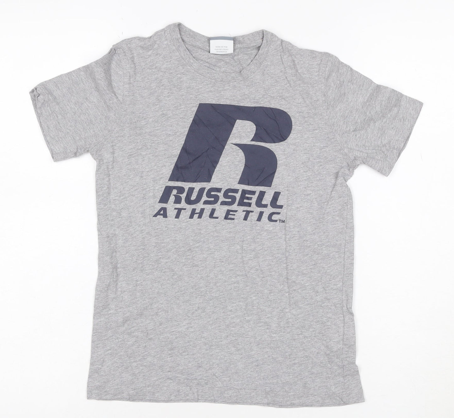 Russell Athletic Boys Grey Logo T-Shirt 9-10 Years Short Sleeve Sports Tee