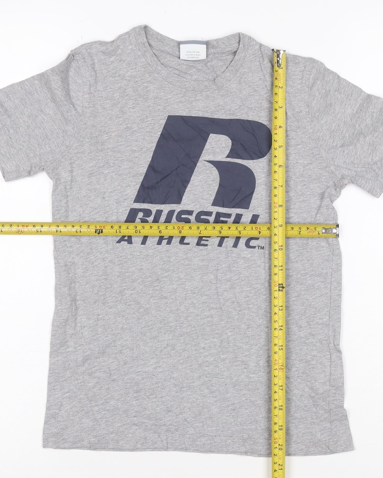 Russell Athletic Boys Grey Logo T-Shirt 9-10 Years Short Sleeve Sports Tee