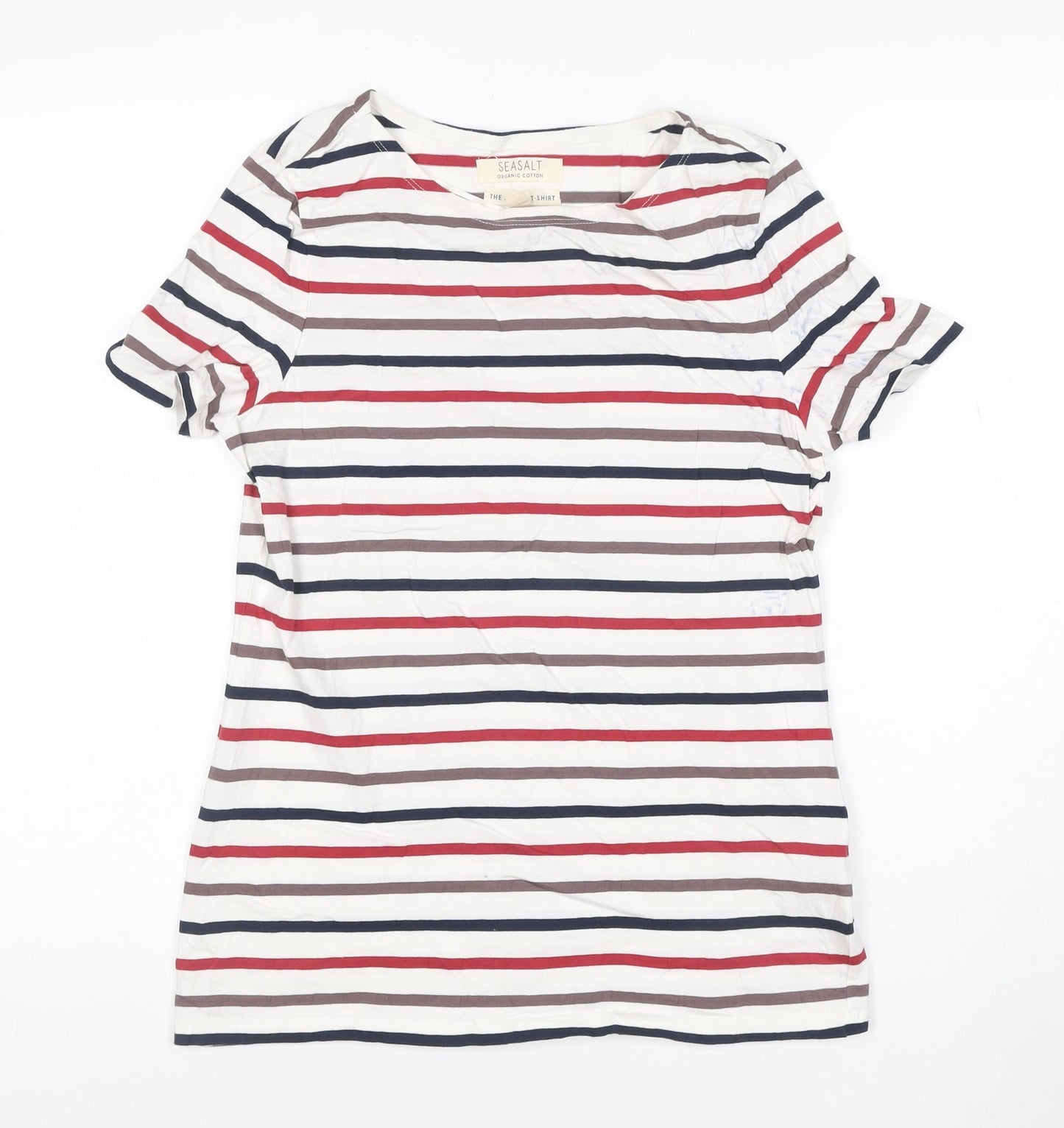 Seasalt Women’s Multicoloured Striped Organic Cotton T-Shirt Size 10