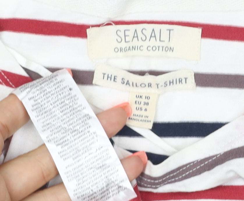 Seasalt Women’s Multicoloured Striped Organic Cotton T-Shirt Size 10