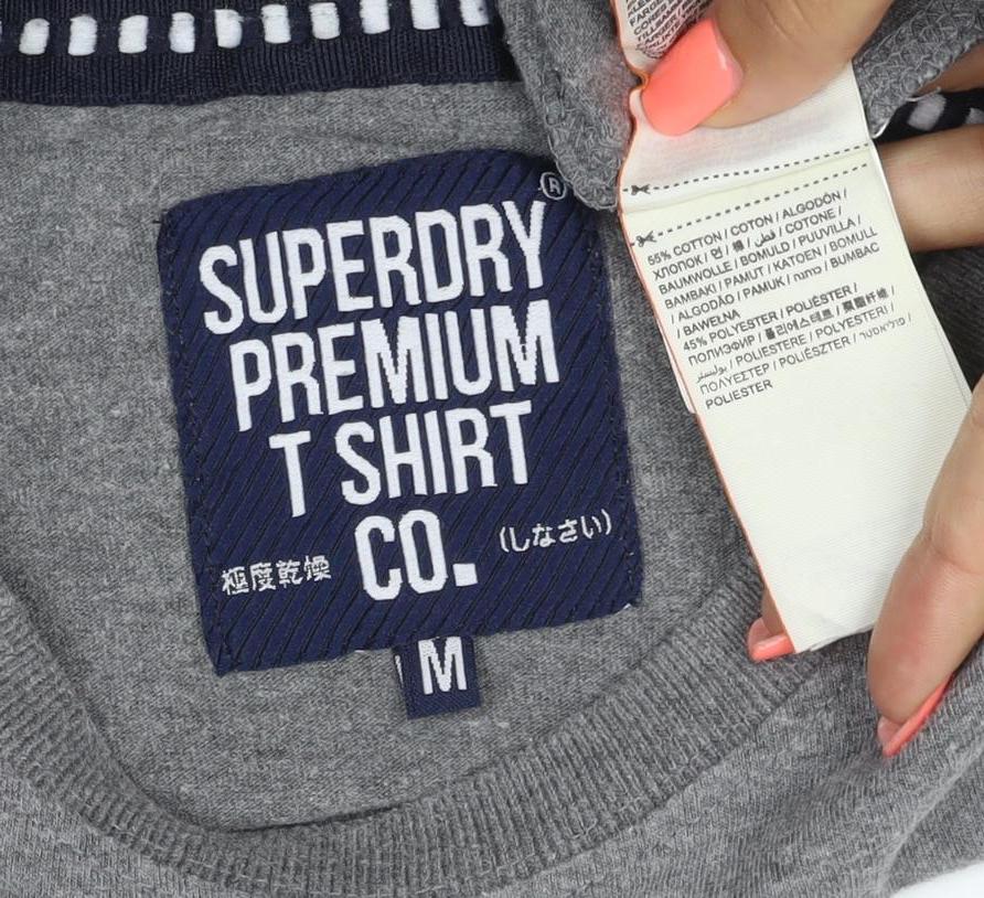 Superdry Men's Grey Short Sleeve Classic Fit Polo M