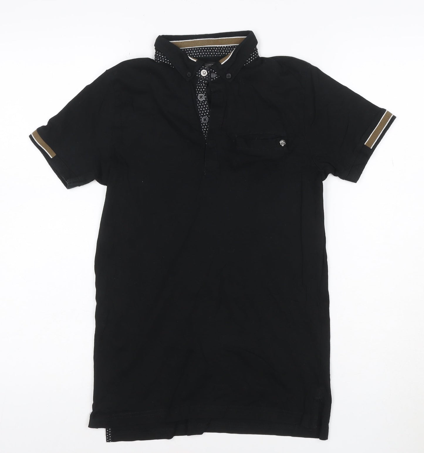 Next Boys Black 12 Years Polo Shirt Button-Down Collar 100% Cotton
