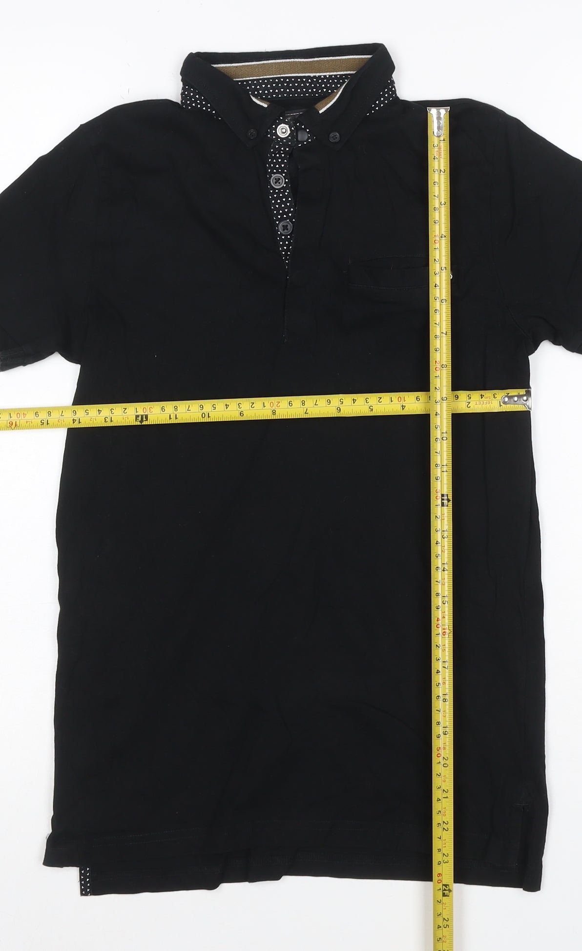 Next Boys Black 12 Years Polo Shirt Button-Down Collar 100% Cotton