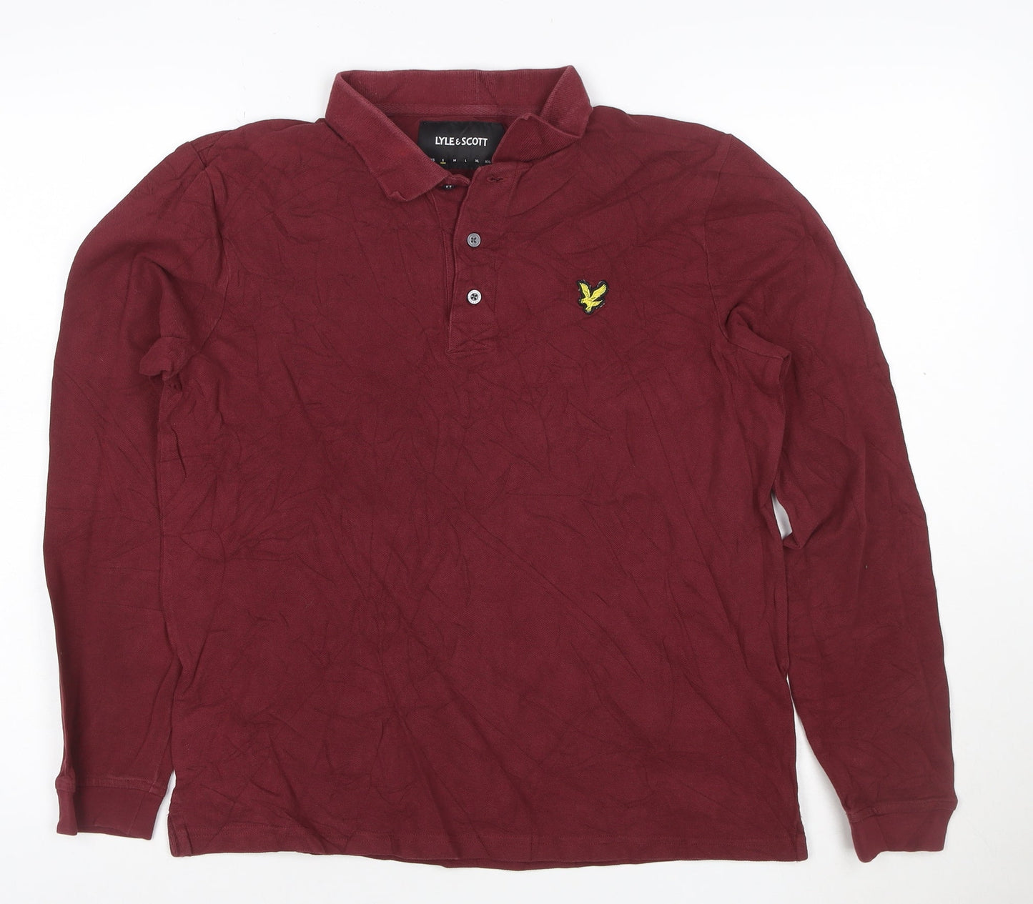 Lyle & Scott Men's Red Long Sleeve Cotton Polo Shirt Size S