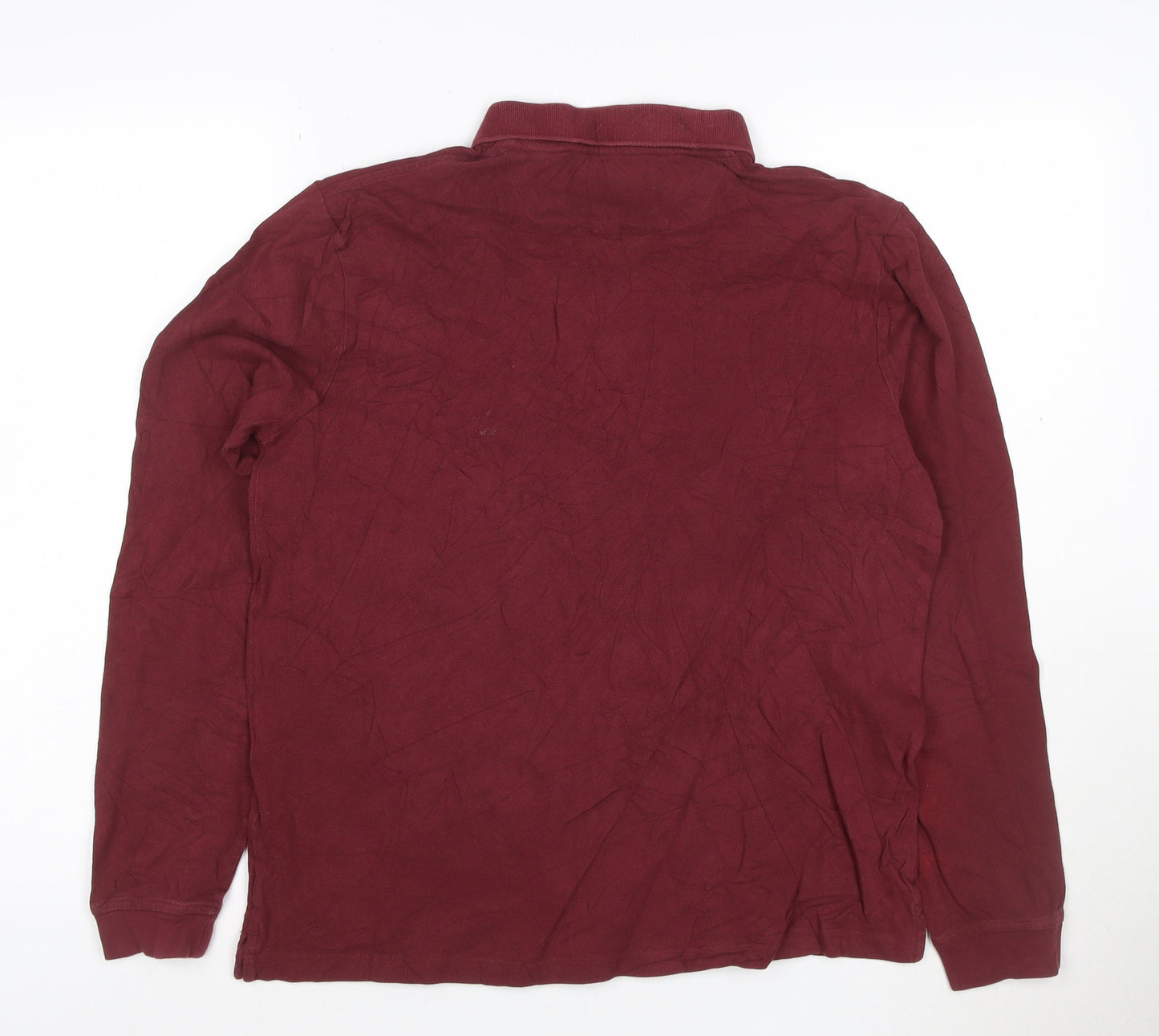 Lyle & Scott Men's Red Long Sleeve Cotton Polo Shirt Size S