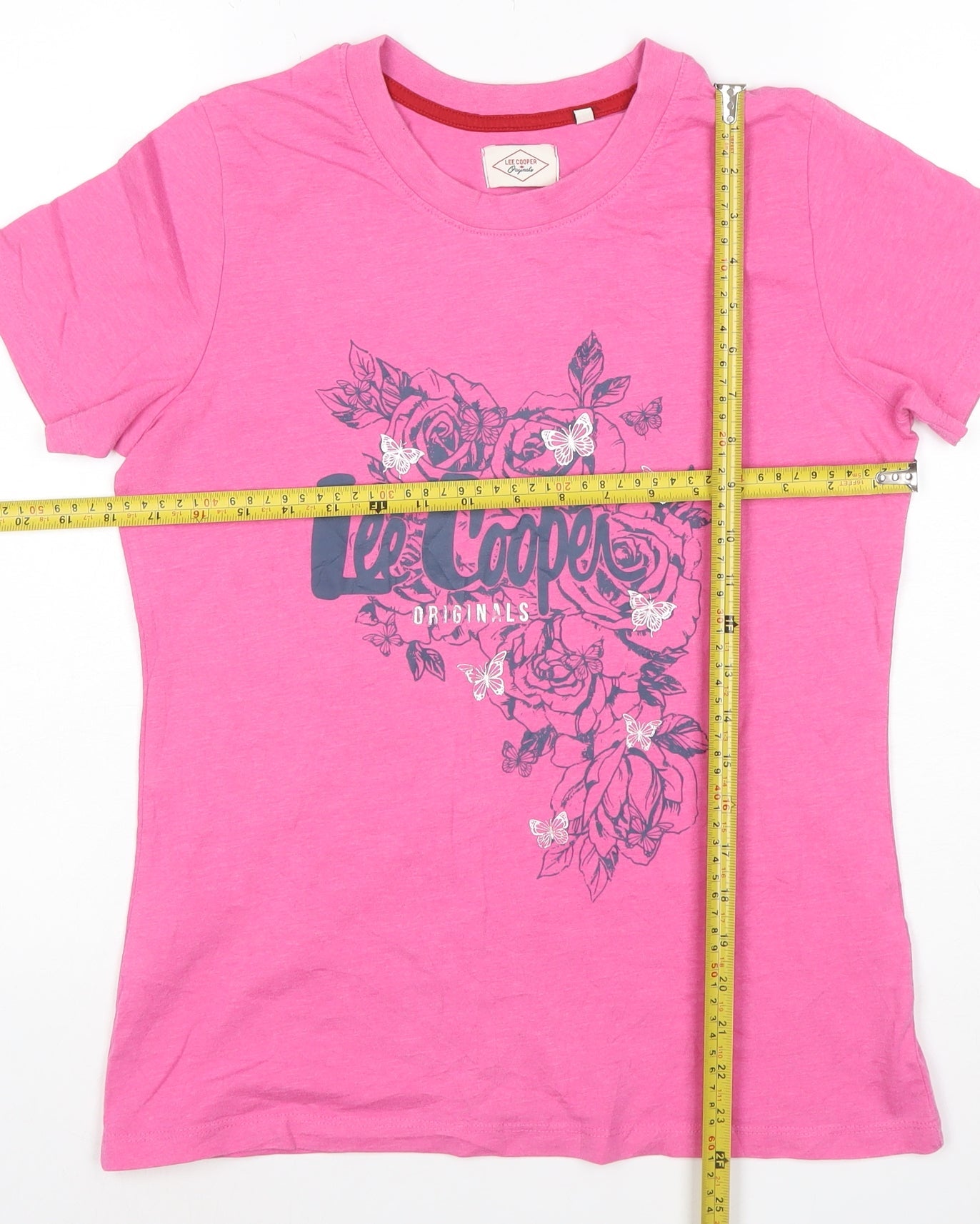 Lee Cooper Womens Pink Floral Logo T-Shirt Size 12