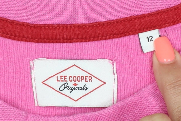 Lee Cooper Womens Pink Floral Logo T-Shirt Size 12