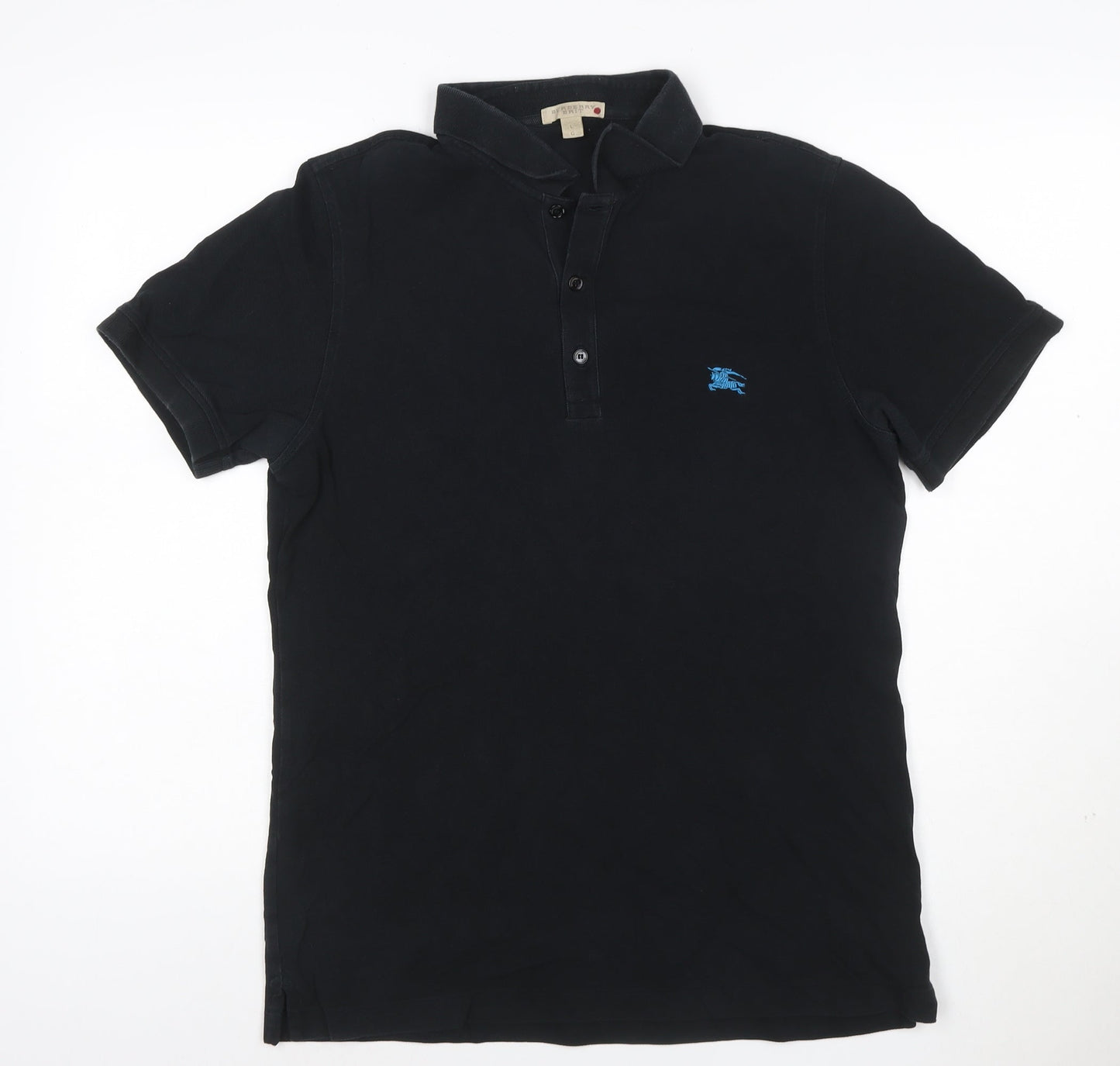 Burberry Brit Men's Black Cotton Polo Shirt Size L Short Sleeve