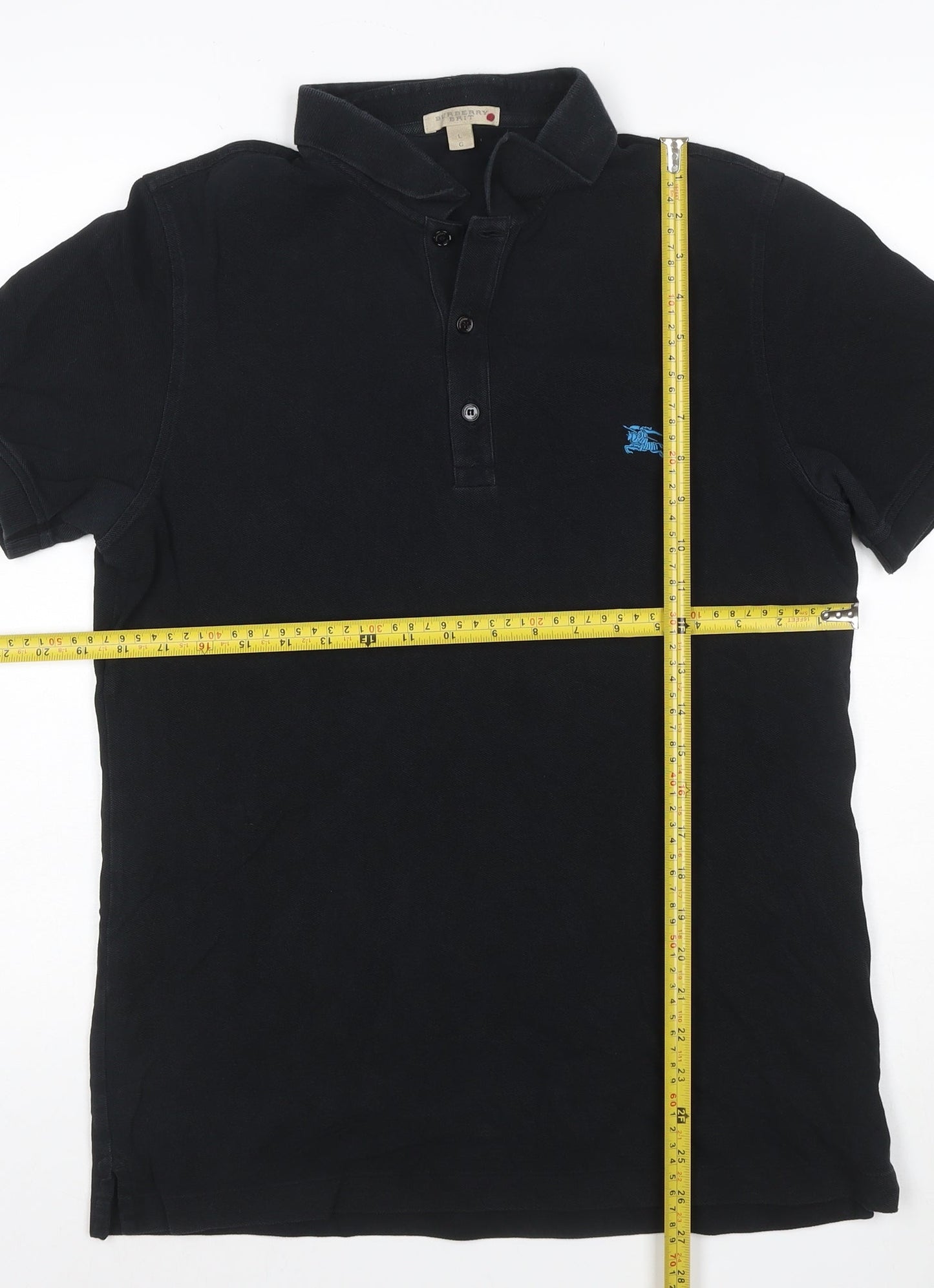 Burberry Brit Men's Black Cotton Polo Shirt Size L Short Sleeve