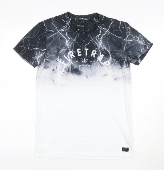 Firetrap Men's Black & White Lightning Graphic T-Shirt UK S