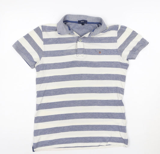Gant Men's Blue Striped Cotton Polo Shirt Size S Regular Fit