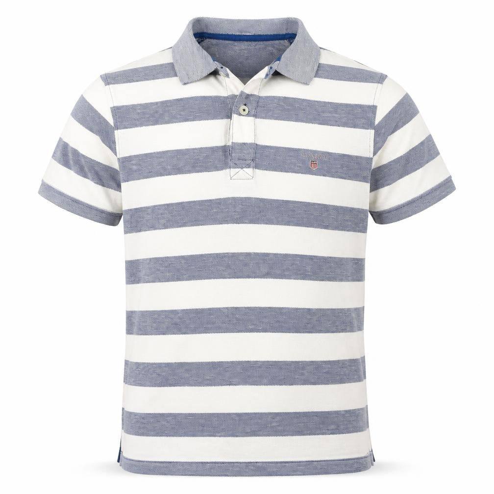 GANT Men's Blue Striped Cotton Polo Shirt Size S Regular Fit
