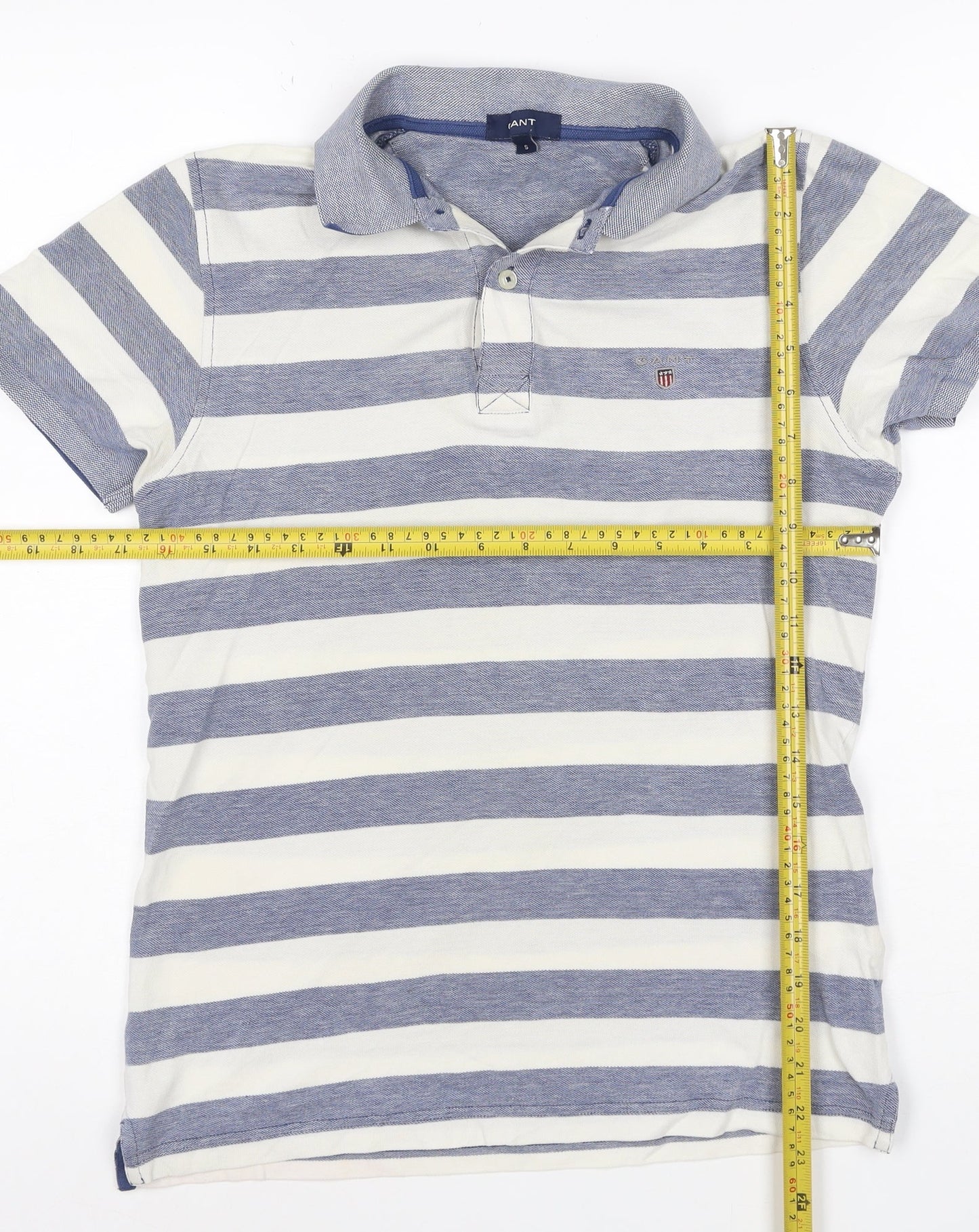 Gant Men's Blue Striped Cotton Polo Shirt Size S Regular Fit