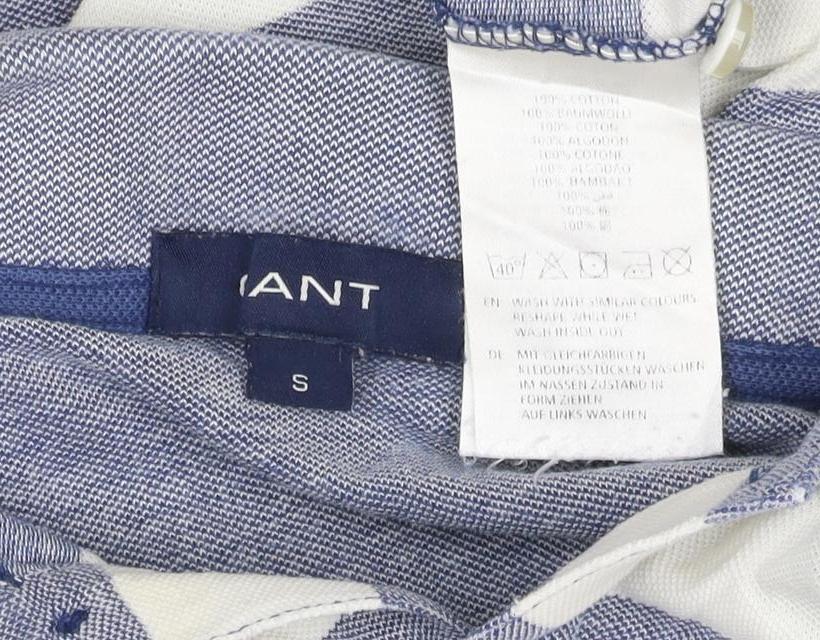 Gant Men's Blue Striped Cotton Polo Shirt Size S Regular Fit