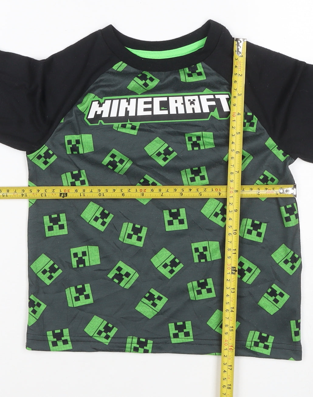 Minecraft Boys Black Long Sleeve Creeper Graphic Polyester T-Shirt 7-8 Years