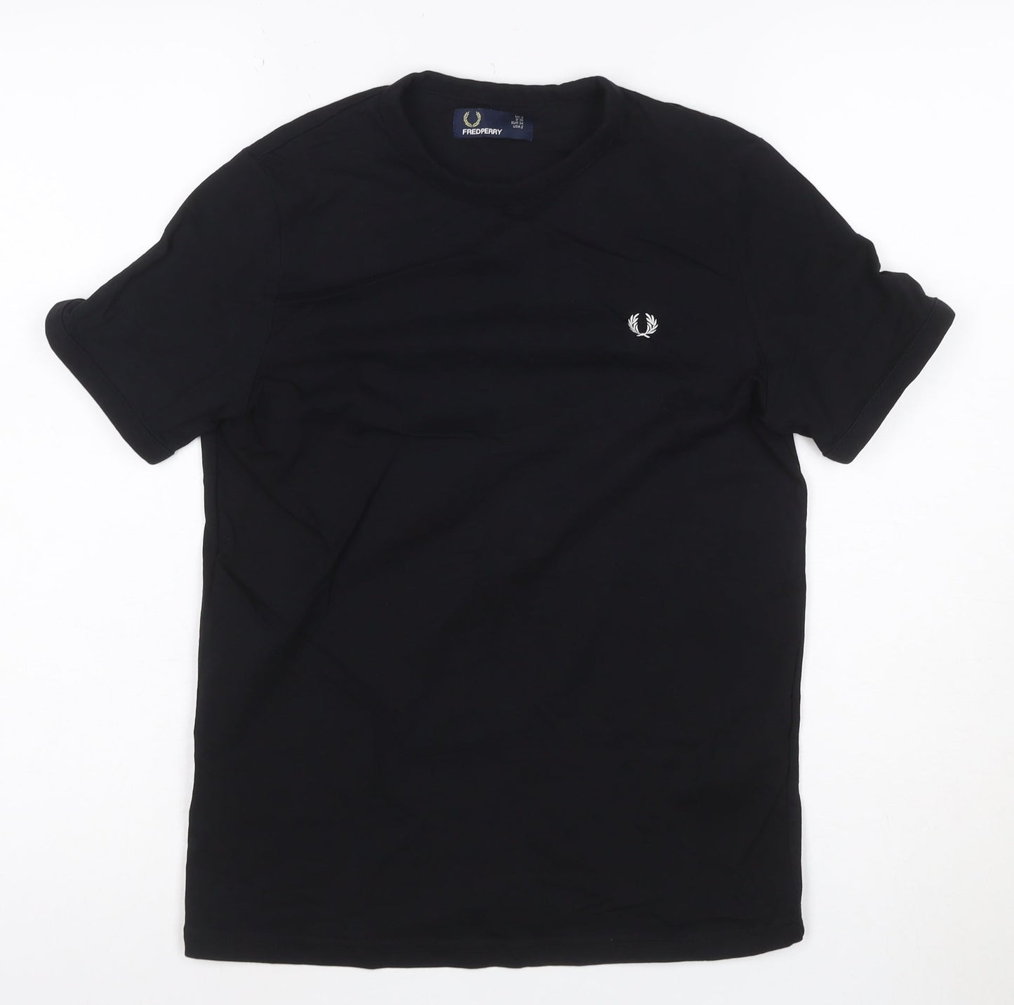 Fred Perry Women's Black Cotton Stretch Crew Neck T-Shirt Size 6