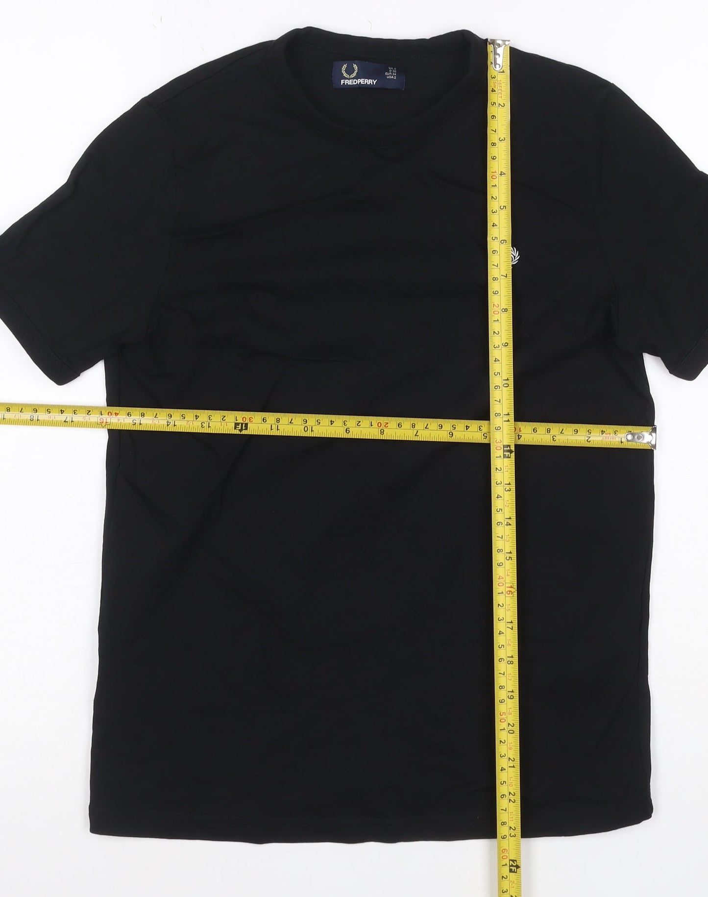 Fred Perry Women's Black Cotton Stretch Crew Neck T-Shirt Size 6
