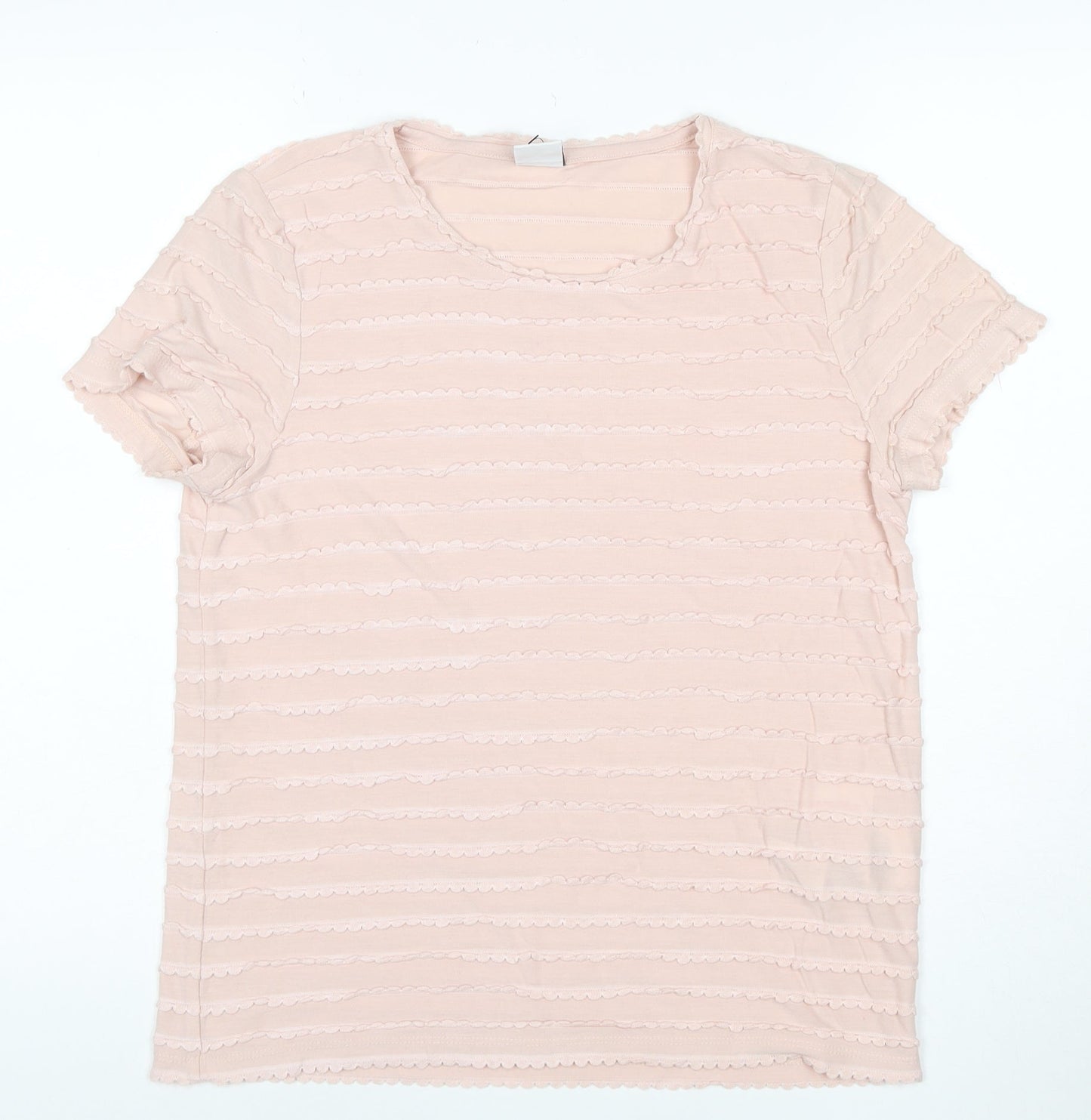 Vero Moda Womens Pink Short Sleeve Ruffle Jersey T-Shirt M