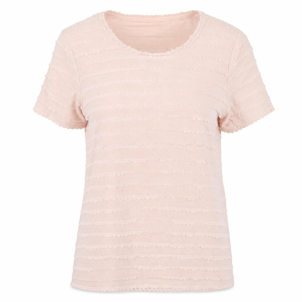 Vero Moda Womens Pink Short Sleeve Ruffle Jersey T-Shirt M