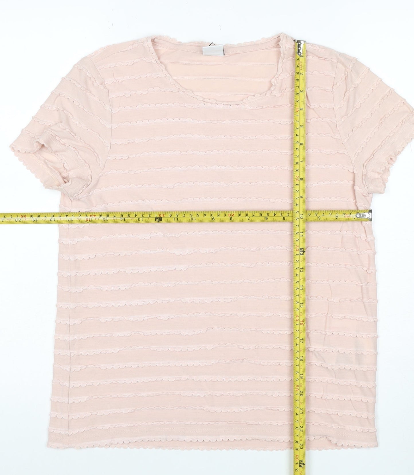 Vero Moda Womens Pink Short Sleeve Ruffle Jersey T-Shirt M