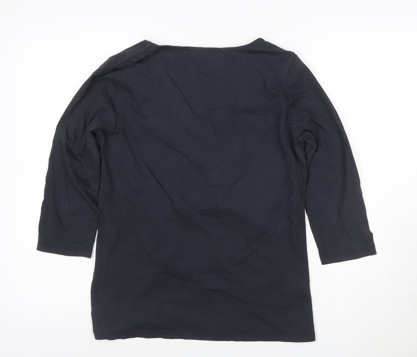 Laura Ashley Women's Blue 3/4 Sleeve Cotton Jersey T-Shirt UK 14