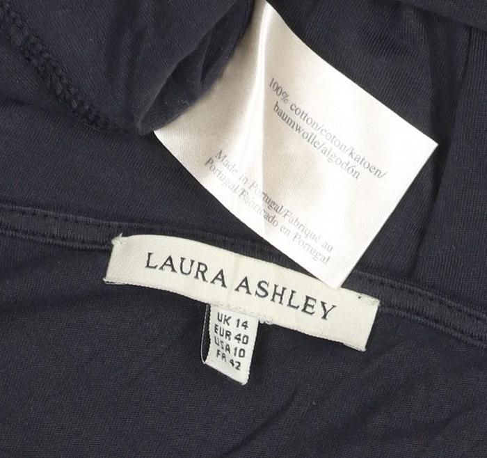 Laura Ashley Women's Blue 3/4 Sleeve Cotton Jersey T-Shirt UK 14
