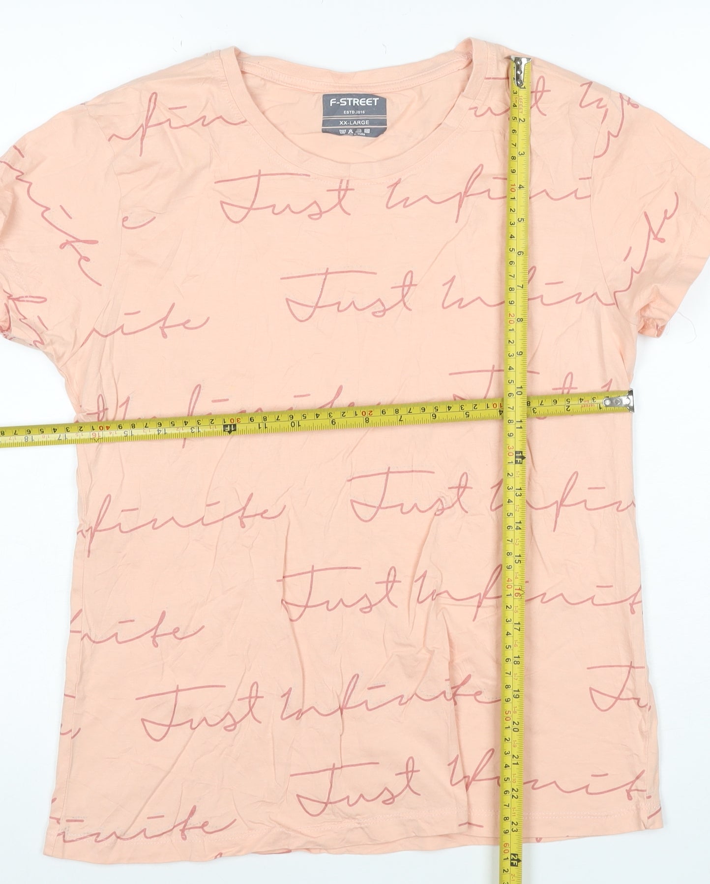 F-Street Women's Pink Just Infinite Graphic Cotton T-Shirt 2XL