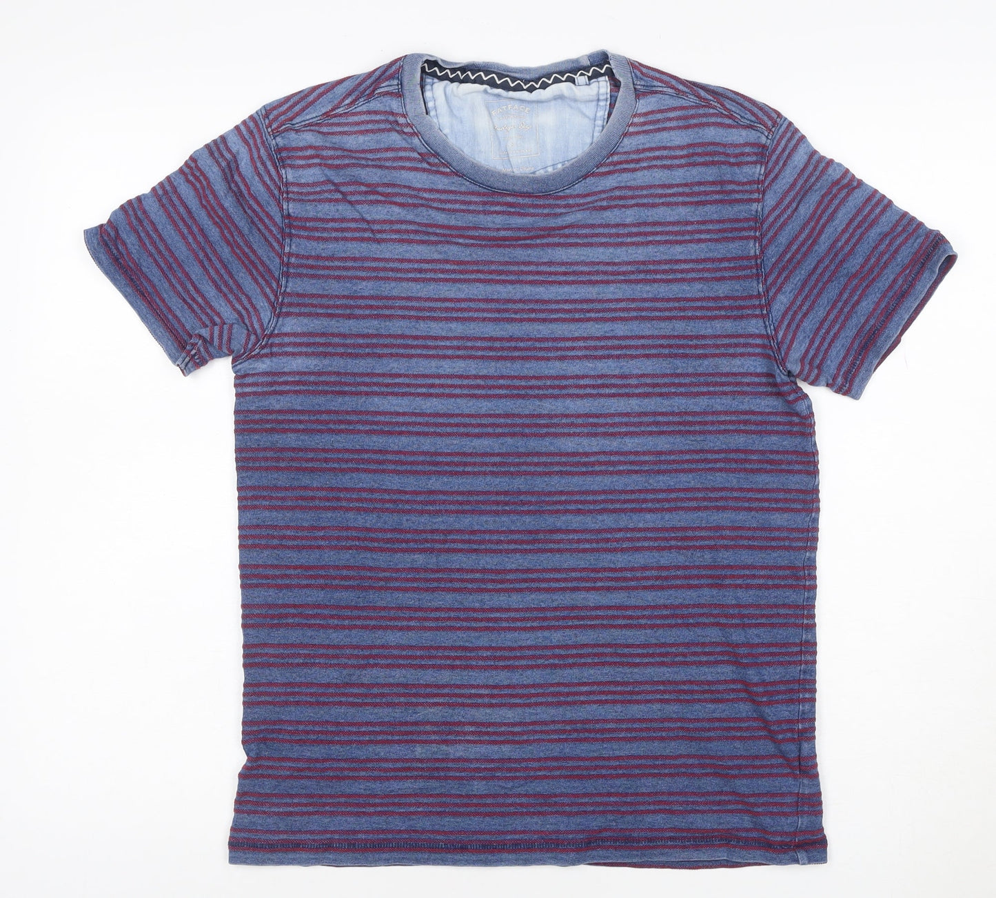 FatFace Men Blue Striped Short Sleeve Cotton Polo S