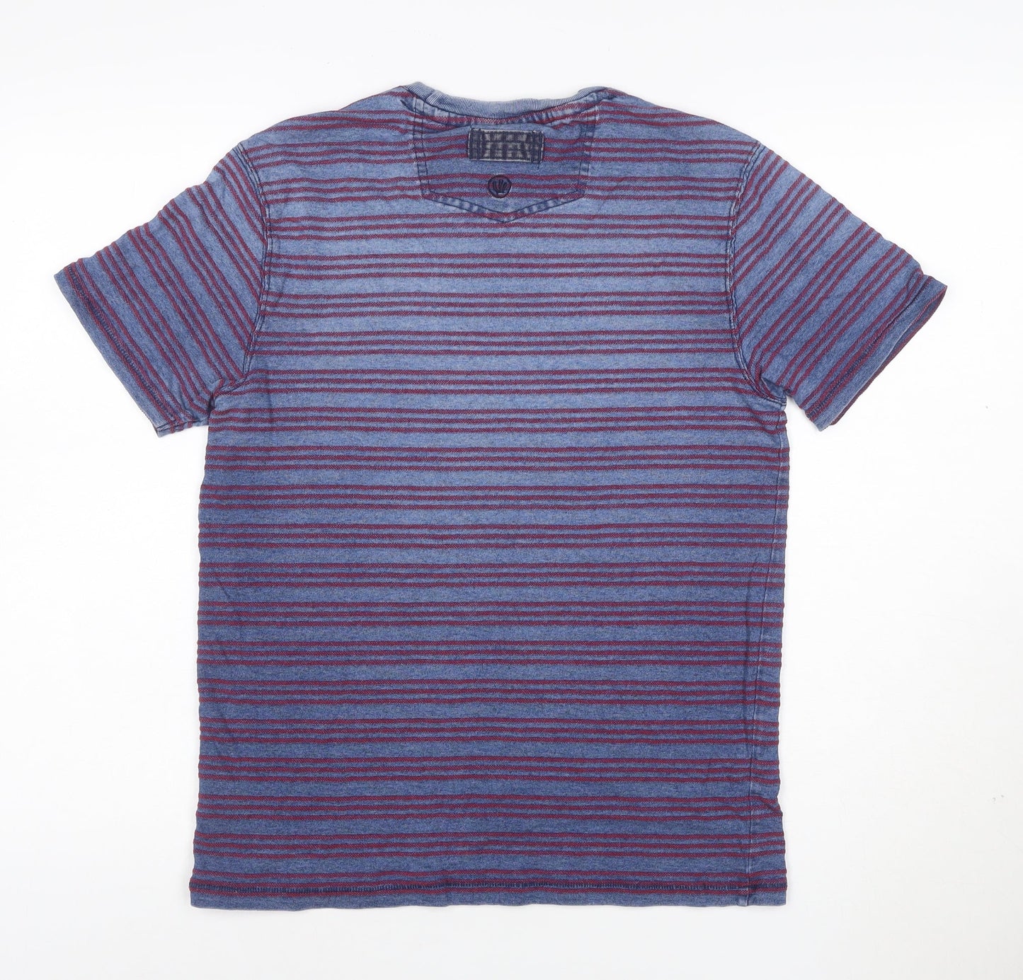 FatFace Men Blue Striped Short Sleeve Cotton Polo S