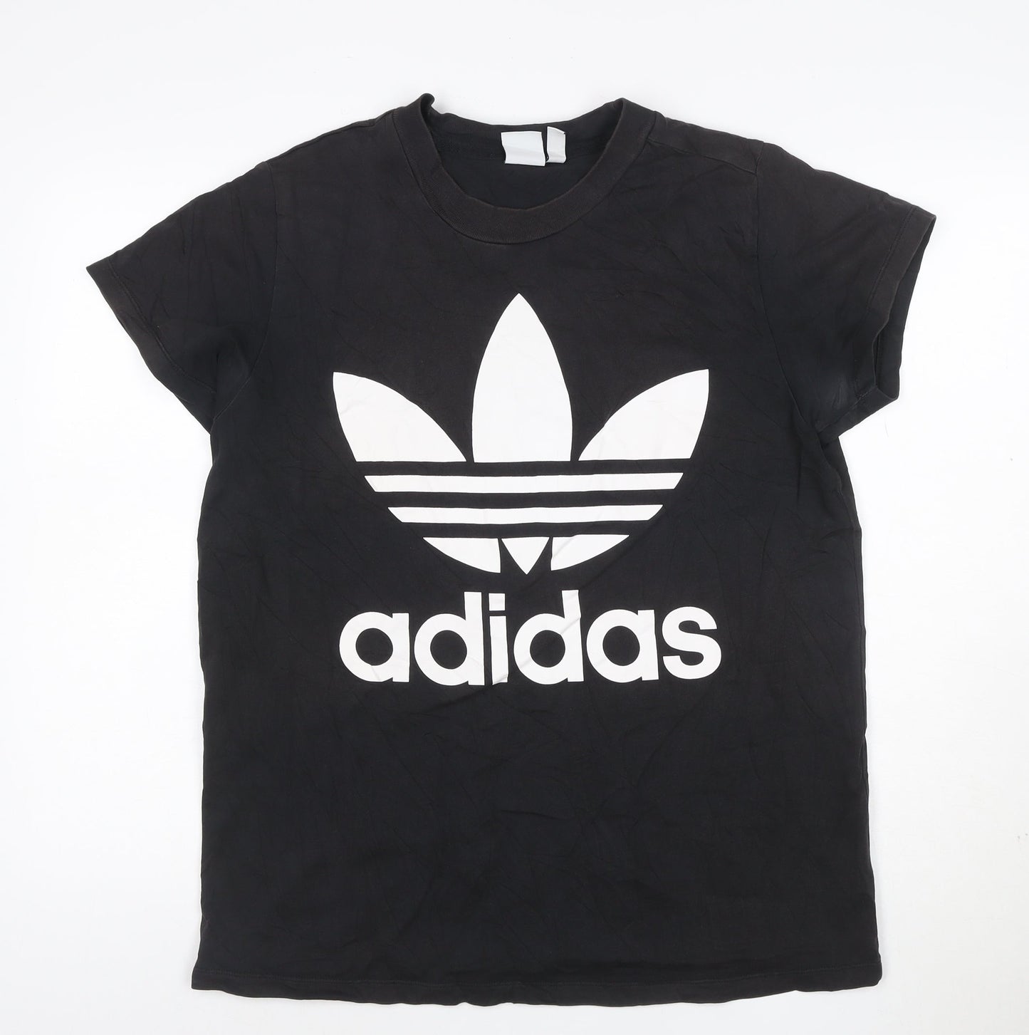 adidas Men Black Short Sleeve Cotton Crew Neck Graphic Logo T-Shirt S