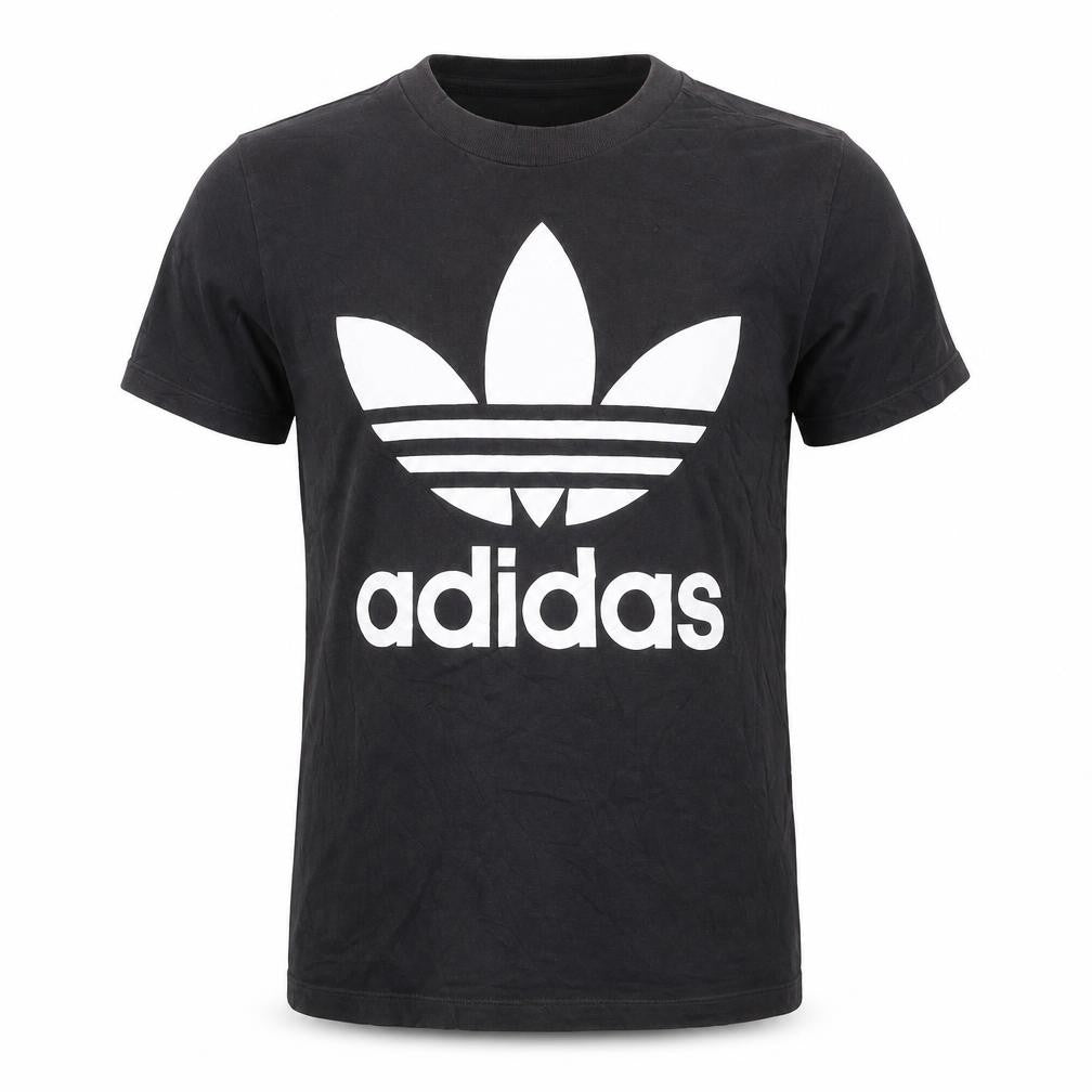 adidas Men Black Short Sleeve Cotton Crew Neck Graphic Logo T-Shirt S