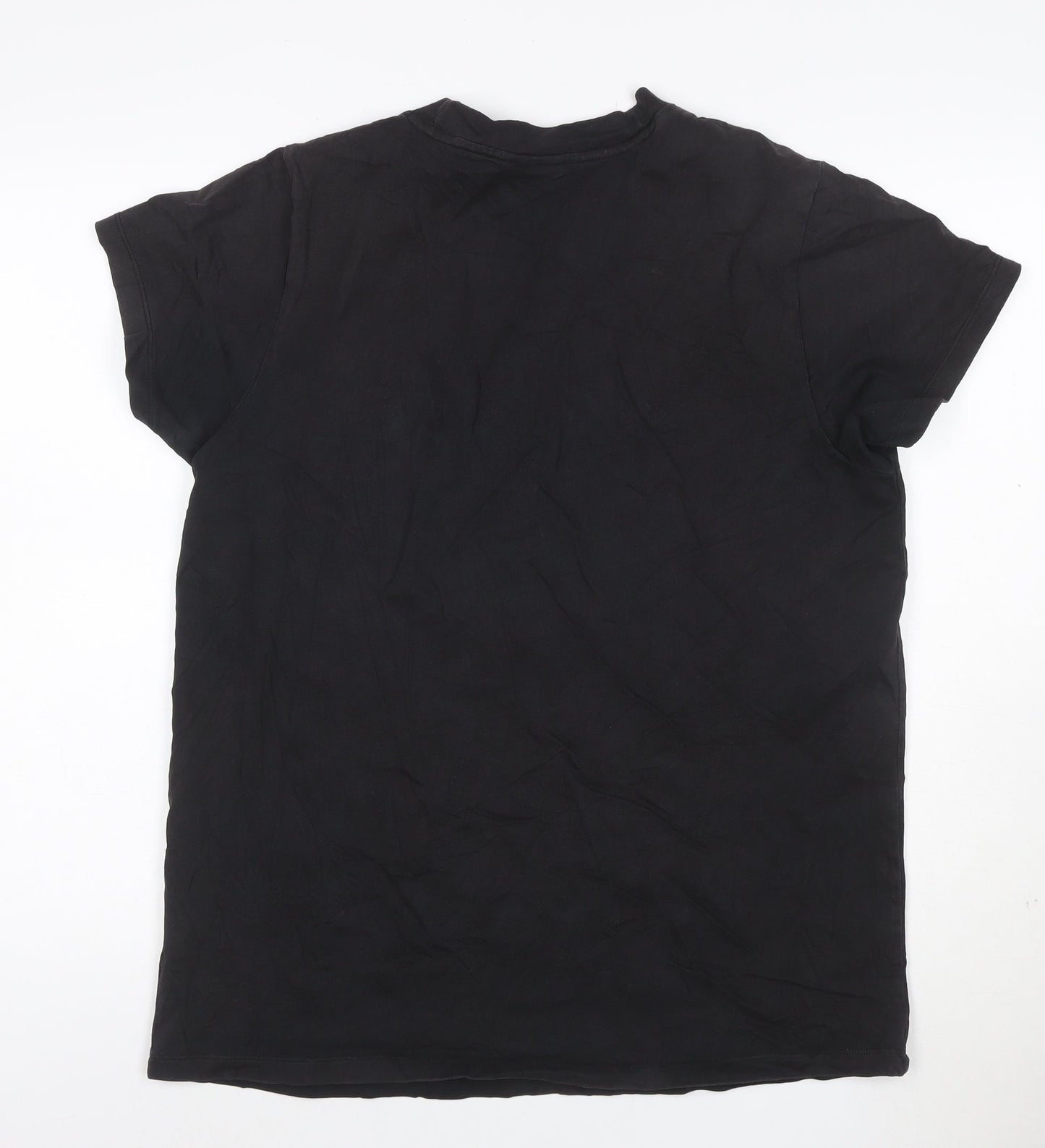adidas Men Black Short Sleeve Cotton Crew Neck Graphic Logo T-Shirt S
