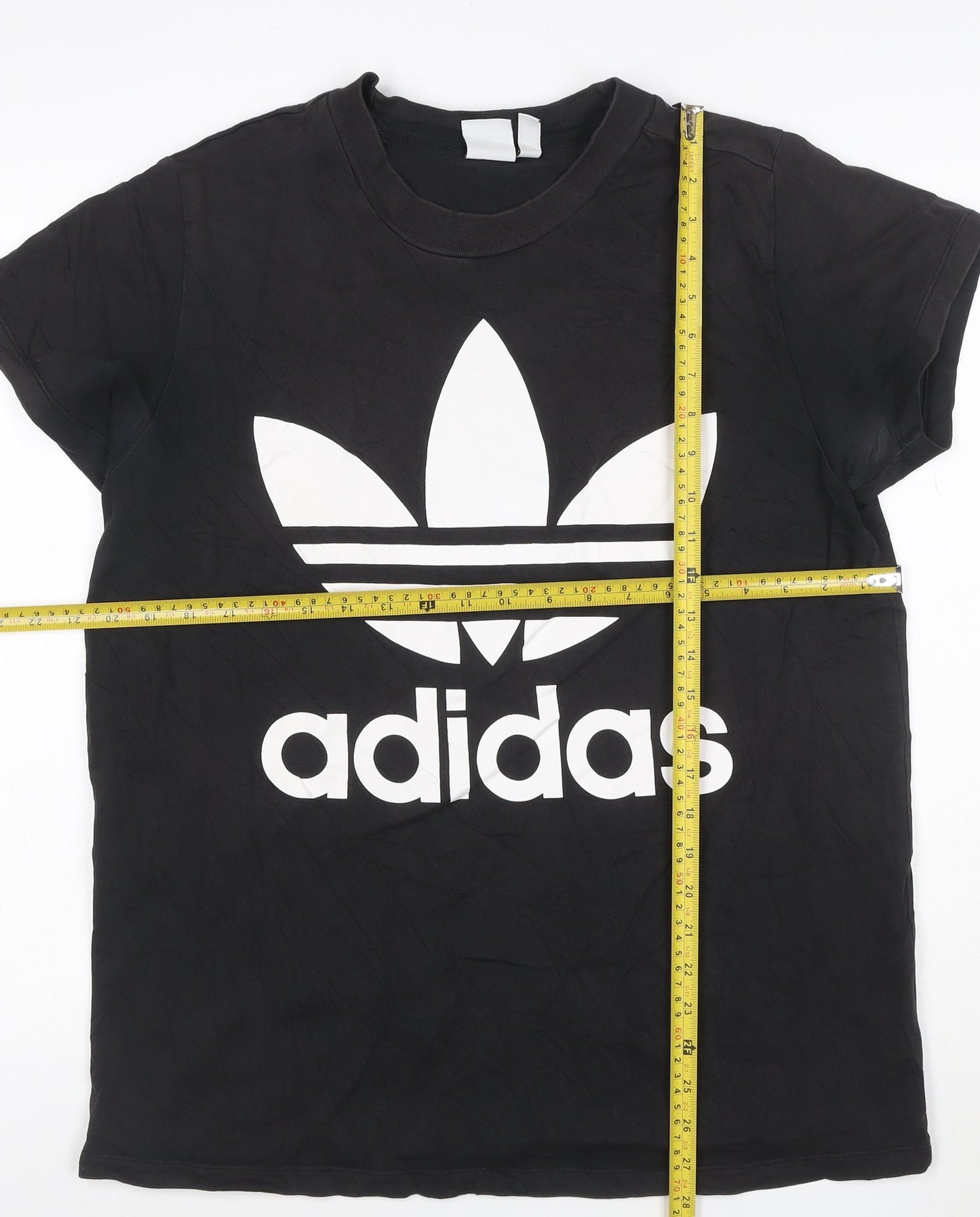 adidas Men Black Short Sleeve Cotton Crew Neck Graphic Logo T-Shirt S