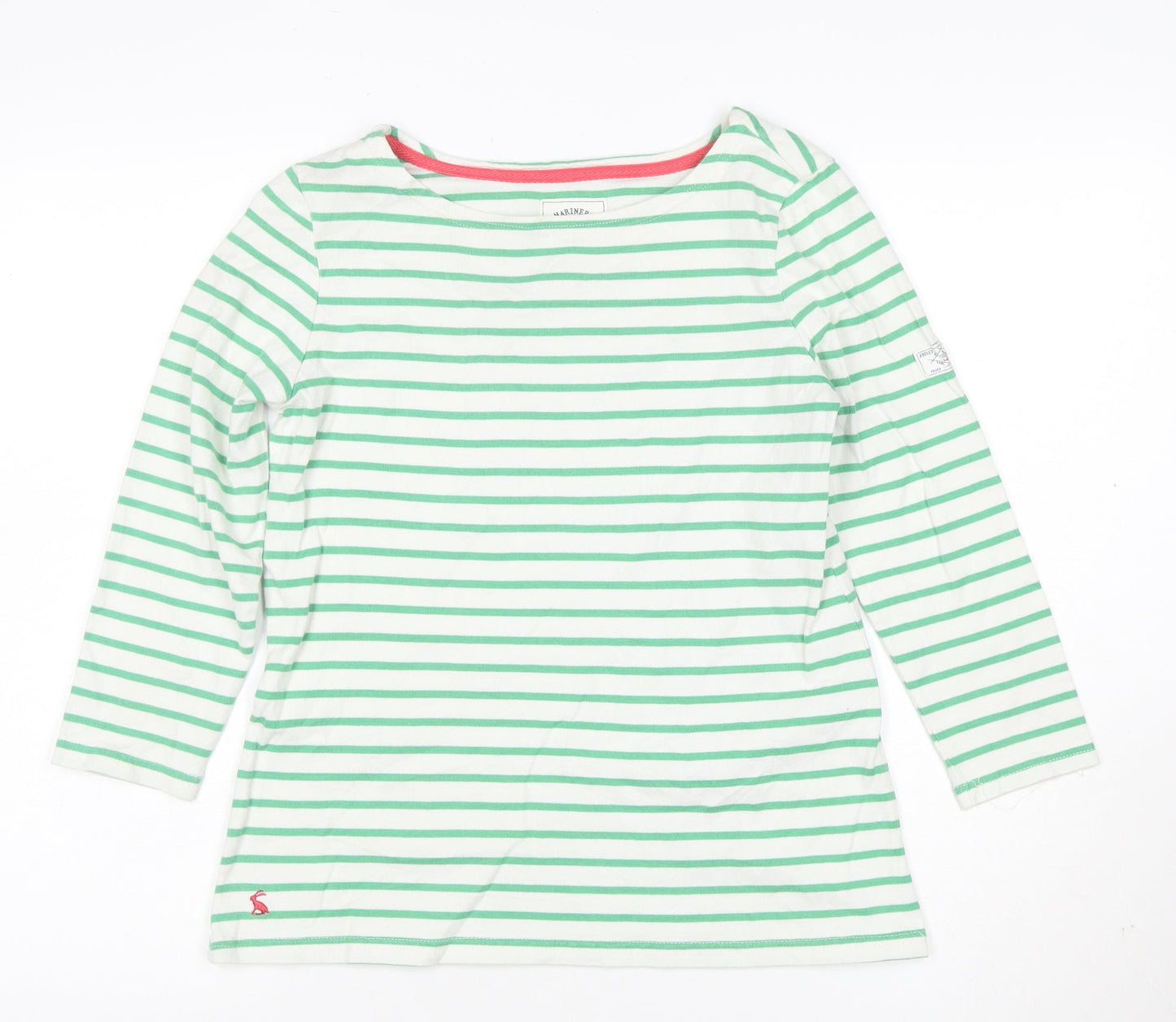 Joules Women Green Striped Long Sleeve Nautical Cotton Top Size 10