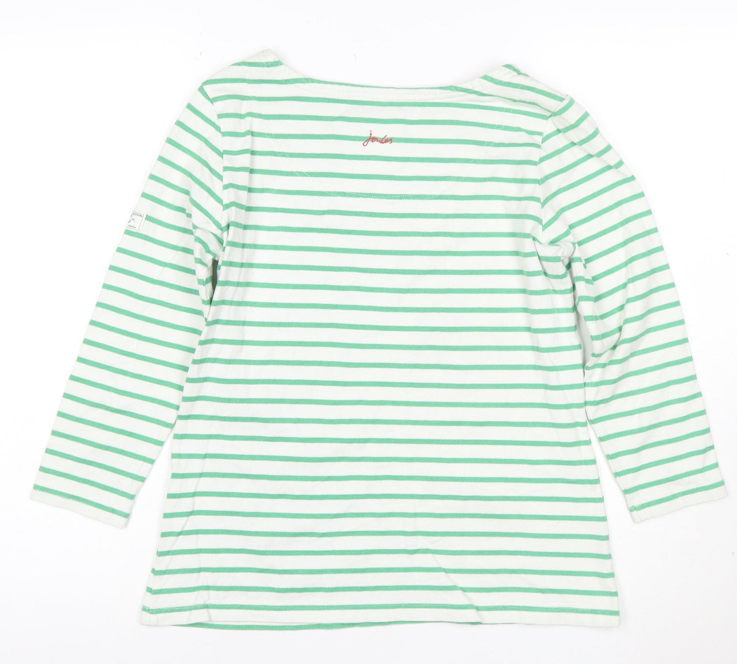 Joules Women Green Striped Long Sleeve Nautical Cotton Top Size 10