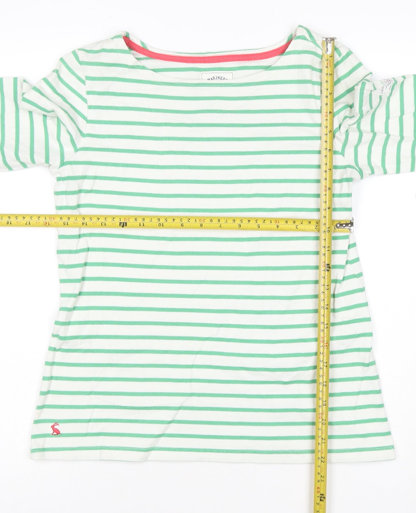 Joules Women Green Striped Long Sleeve Nautical Cotton Top Size 10