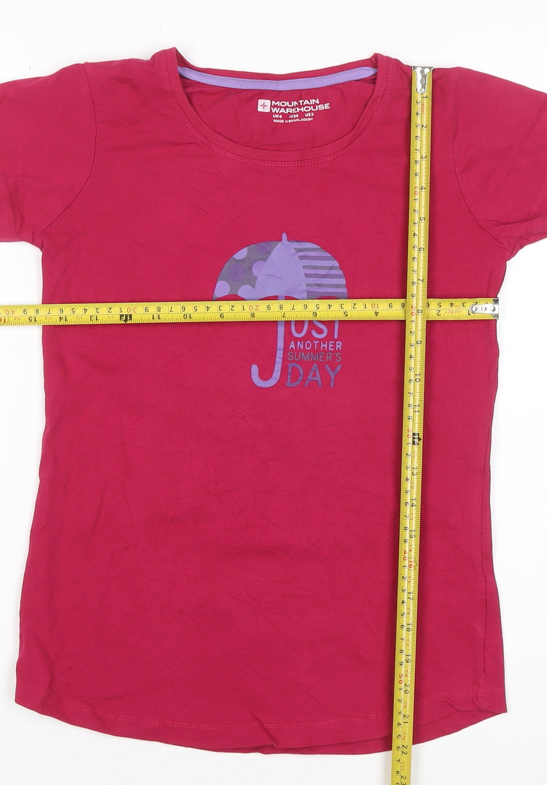 Mountain Warehouse Women's Pink UK6 Cotton Stretch Summer T-Shirt
