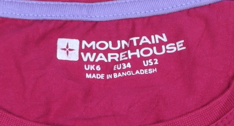 Mountain Warehouse Women's Pink UK6 Cotton Stretch Summer T-Shirt