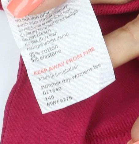 Mountain Warehouse Women's Pink UK6 Cotton Stretch Summer T-Shirt