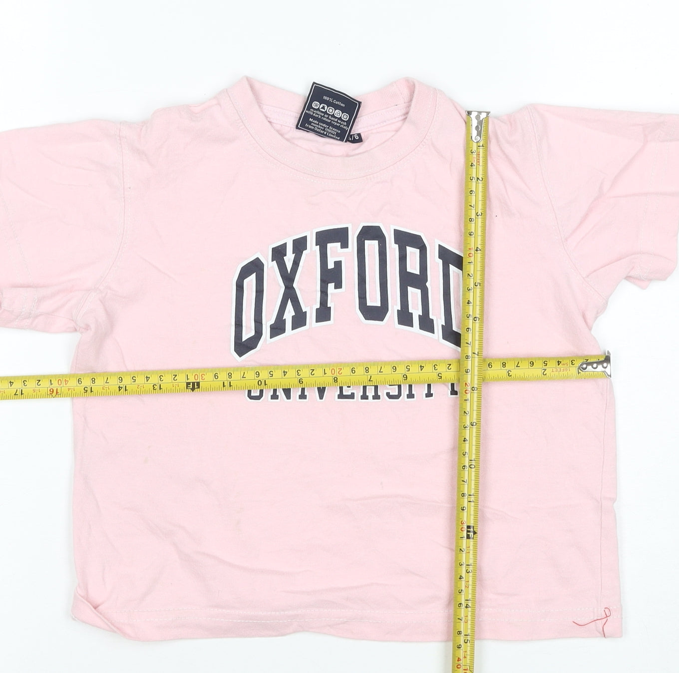 Oxford University Girls Pink T-Shirt 5-6 Years 100% Cotton Casual Tee