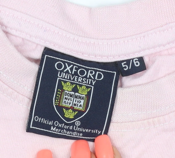 Oxford University Girls Pink T-Shirt 5-6 Years 100% Cotton Casual Tee
