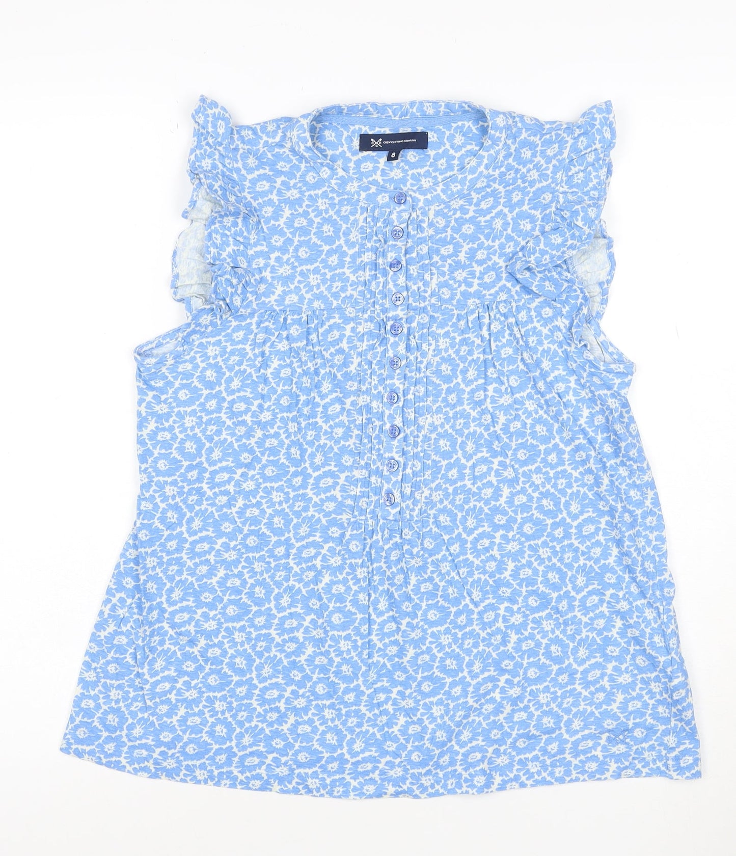 Crew Clothing Women Blue Floral Sleeveless Tunic Blouse Size 8