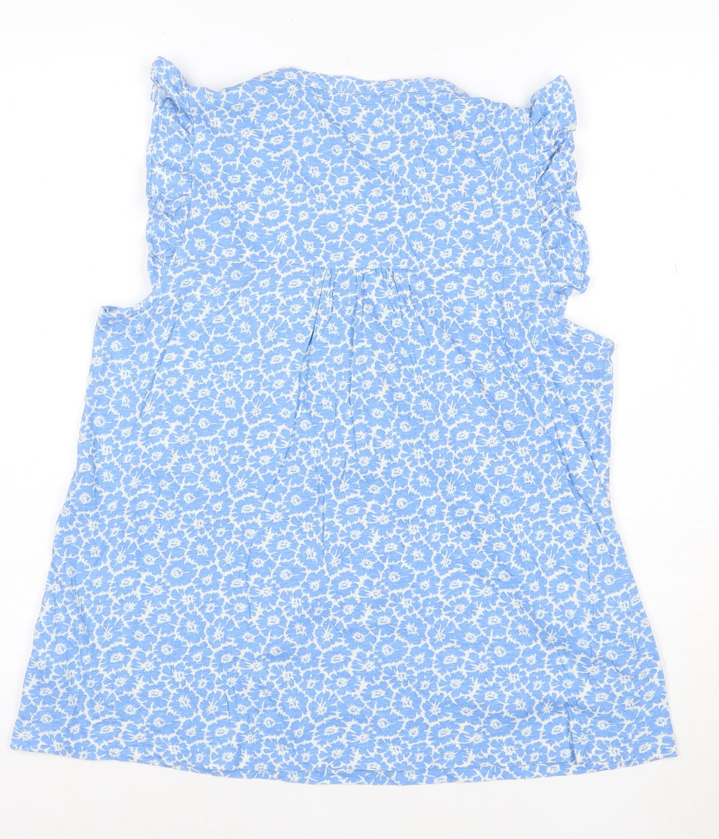 Crew Clothing Women Blue Floral Sleeveless Tunic Blouse Size 8